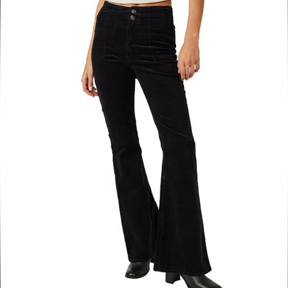 Free People Black Flared Corduroy Flare Jeans- Jayde Cord Flare Jeans 32